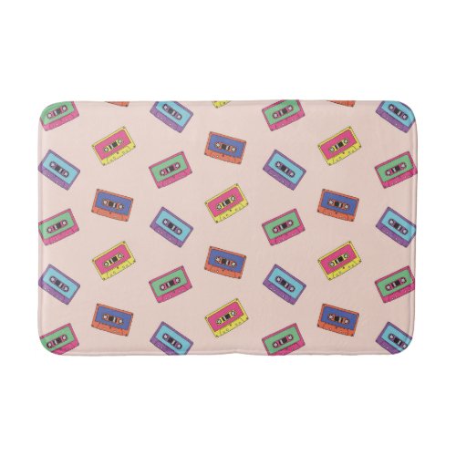 Retro Neon Audio Cassette Tape Pattern Bath Mat