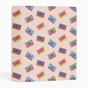 Retro Neon Audio Cassette Tape Pattern Mini Binder