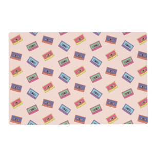 Retro Neon Audio Cassette Tape Pattern Placemat