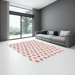 Retro Neon Audio Cassette Tape Pattern Rug