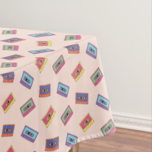 Retro Neon Audio Cassette Tape Pattern Tablecloth