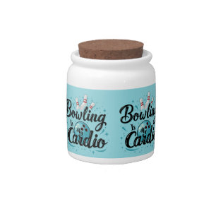 Retro Neon "Bowling Is My Cardio" Funny Bowling Candy Jar