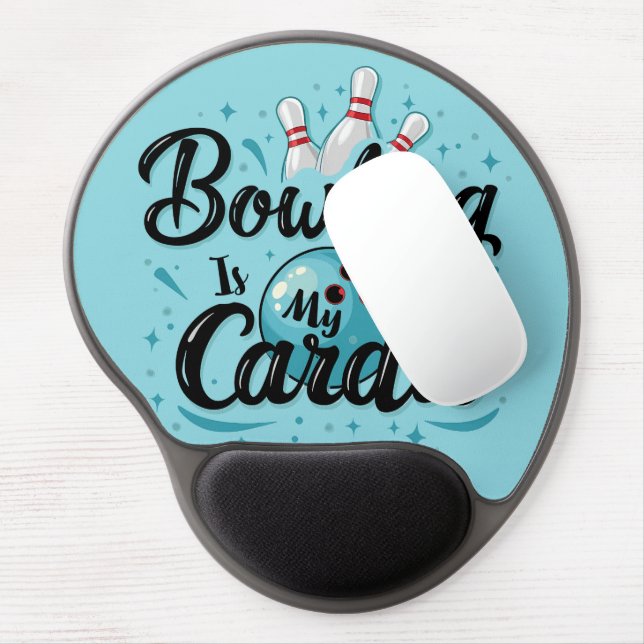  Retro Neon "Bowling Is My Cardio" Funny Bowling Gel Mouse Pad (Left Side)