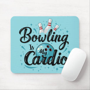 Retro Neon "Bowling Is My Cardio" Funny Bowling Mouse Pad