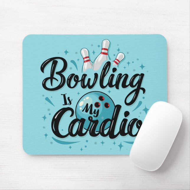  Retro Neon "Bowling Is My Cardio" Funny Bowling Mouse Pad (With Mouse)