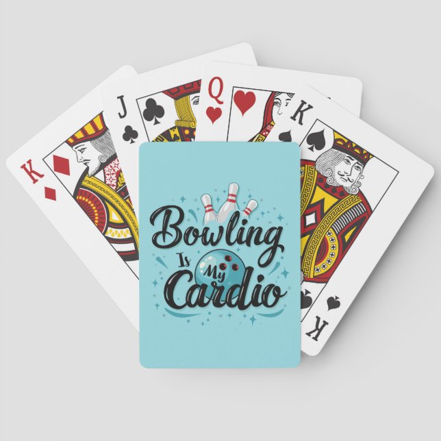  Retro Neon "Bowling Is My Cardio" Funny Bowling Poker Cards (Back)