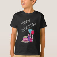 Retro Neon Bubble Text Happy Birthday