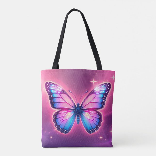 Retro Neon Butterfly Tote (Back)