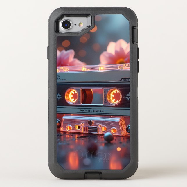 Retro Neon Cassette iPhone Case (Back)