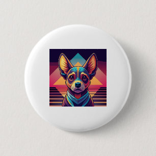 Retro Neon Chihuahua � Vibrant Synthwave Dog Art Button