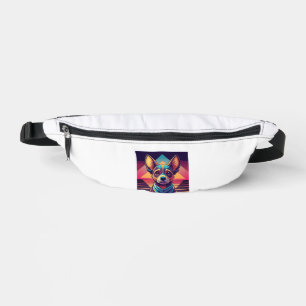 Retro Neon Chihuahua � Vibrant Synthwave Dog Art Fanny Pack