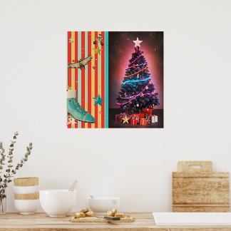 Retro Neon Christmas Poster