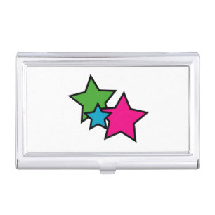 Retro Neon Colorful Stars Bold Business Card Case
