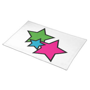 Retro Neon Colorful Stars Geometric Cloth Placemat