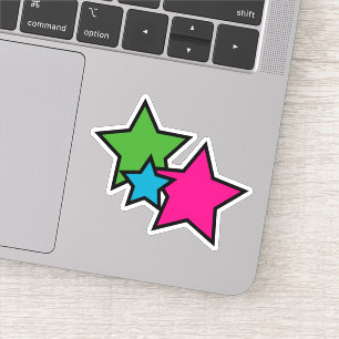 Retro Neon Colorful Stars Whimsical Sticker