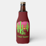 Retro Neon Desert Sunset Bleached Skulls Bottle Cooler at Zazzle