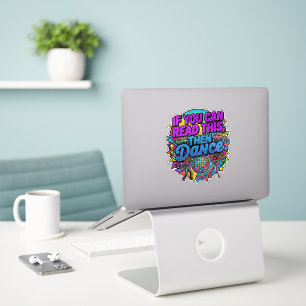 Retro Neon Disco Ball Dance Party Graphic Design Sticker