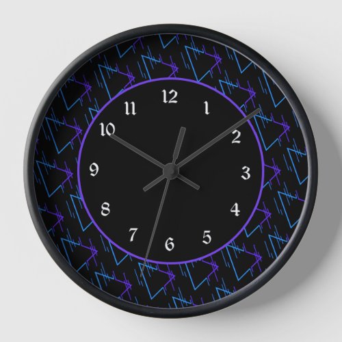 Retro Neon Geometric Pattern 2 Clock