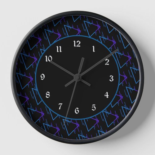 Retro Neon Geometric Pattern 2  Clock