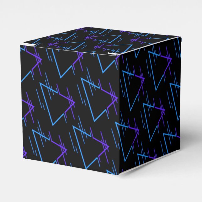 Retro Neon Geometric Pattern 2 Cube Favor Boxes (Front Side)