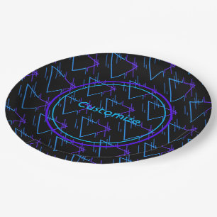 Retro Neon Geometric Pattern 2  Paper Plates