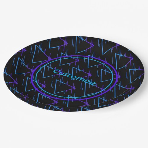 Retro Neon Geometric Pattern 2  Paper Plates