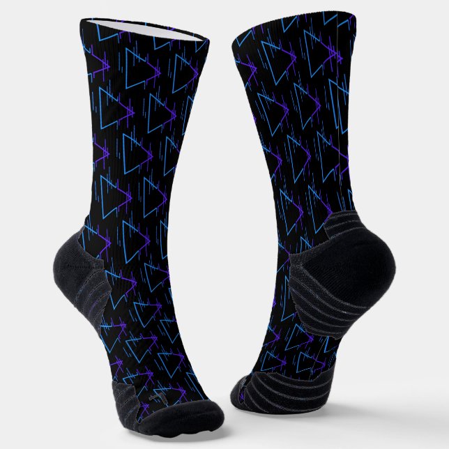 Retro Neon Geometric Pattern 2  Socks (Angled)