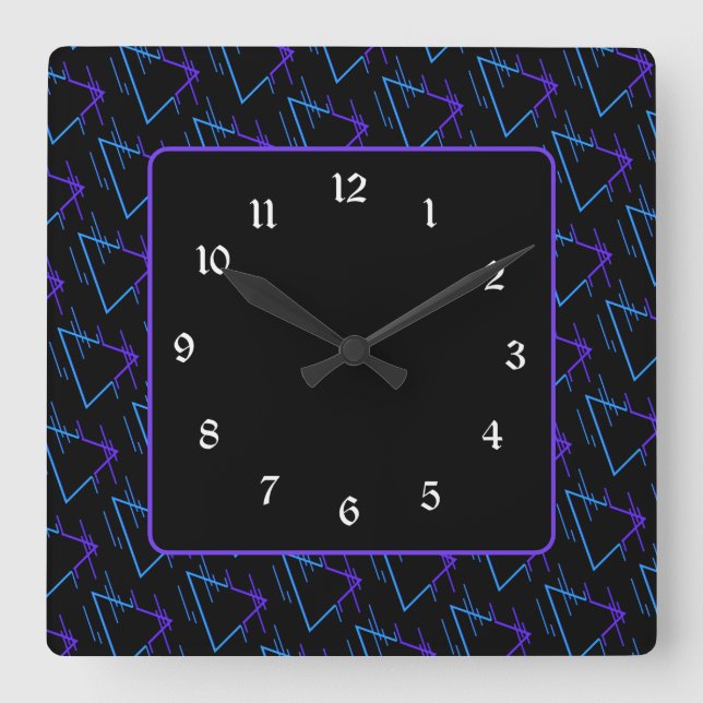 Retro Neon Geometric Pattern 2  Square Wall Clock (Front)