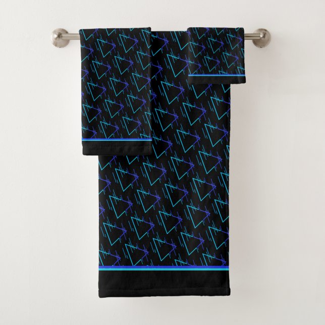 Retro Neon Geometric Pattern 3 Bath Towel Set (Insitu)