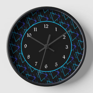 Retro Neon Geometric Pattern 3 Clock