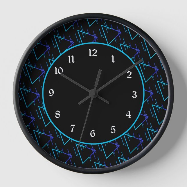 Retro Neon Geometric Pattern 3 Clock (Front)