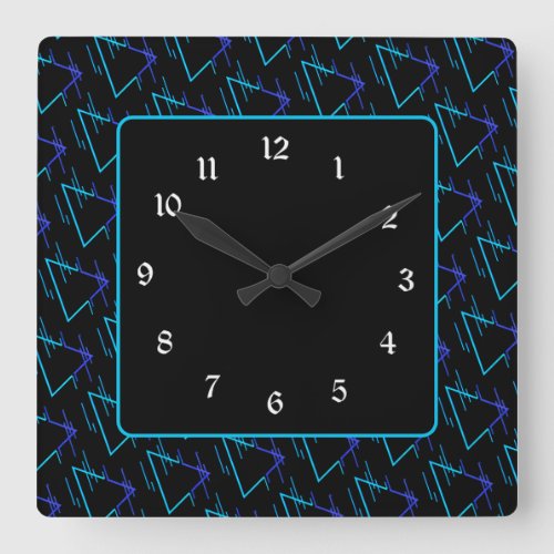 Retro Neon Geometric Pattern 3 Square Wall Clock