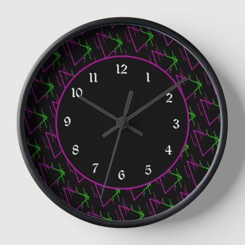 Retro Neon Geometric Pattern Clock