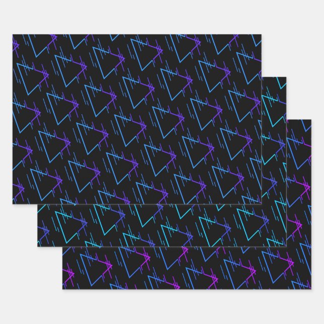 Retro Neon Geometric Pattern Collection Wrapping Paper Sheets (Set)