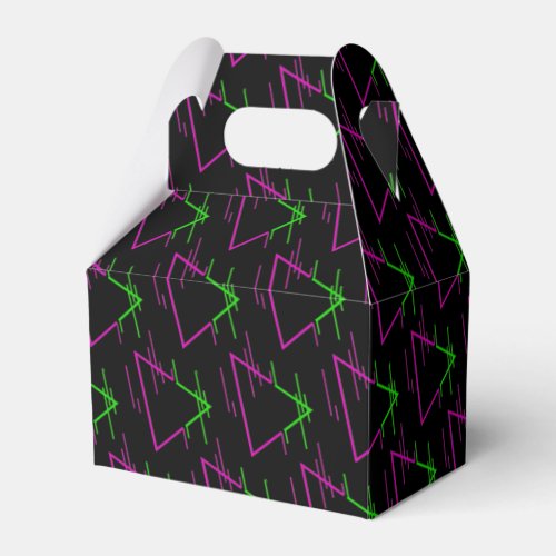 Retro Neon Geometric Pattern Gable Favor Boxes