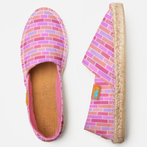 Retro Neon Geometric Pink Purple Brick Pattern Espadrilles