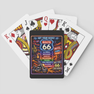 Retro Neon Get Your Kicks Route 66 Deck Poker Cards