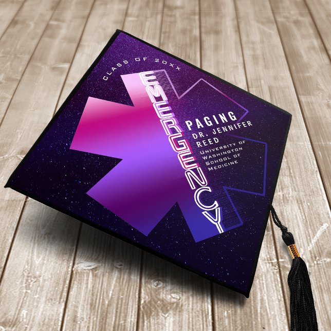 Retro Neon Graduation Medical Student Cap Topper (Creator Uploaded)