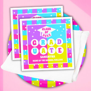 Retro Neon Graduation Party Napkins