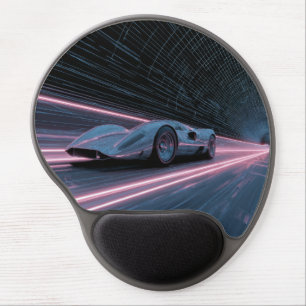 Retro Neon Grid Cybercar Mousepad
