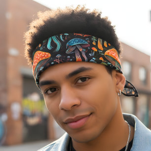 Retro Neon Groove Mushroom Psychedelic Bandana
