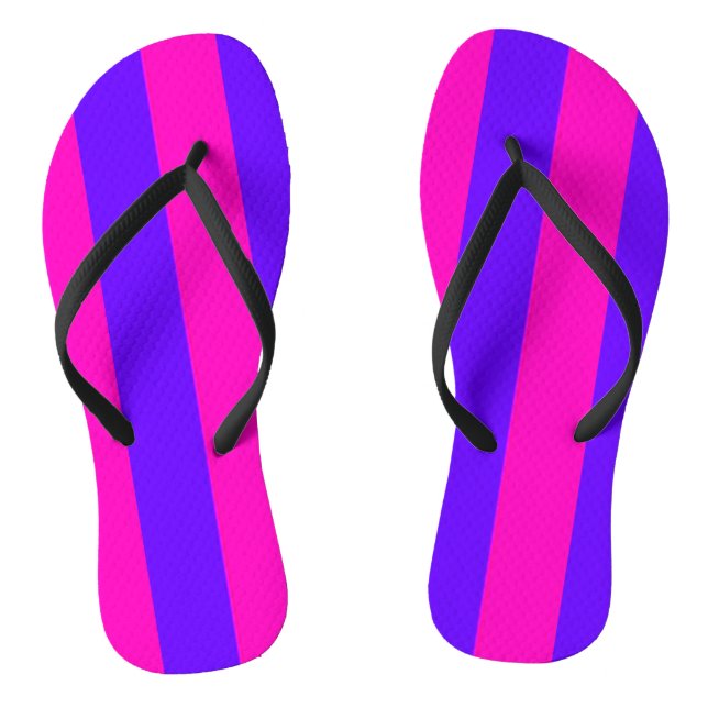 Retro Neon Hot Pink and Purple Flip Flops (Footbed)