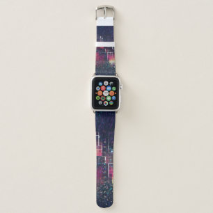 Retro neon lights and geometric seamless pattern apple watch band