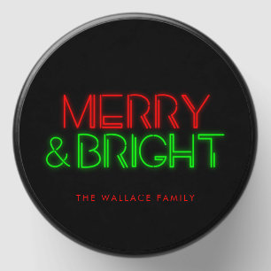 Retro Neon Lights Merry & Bright Holiday Mini Candle Favors