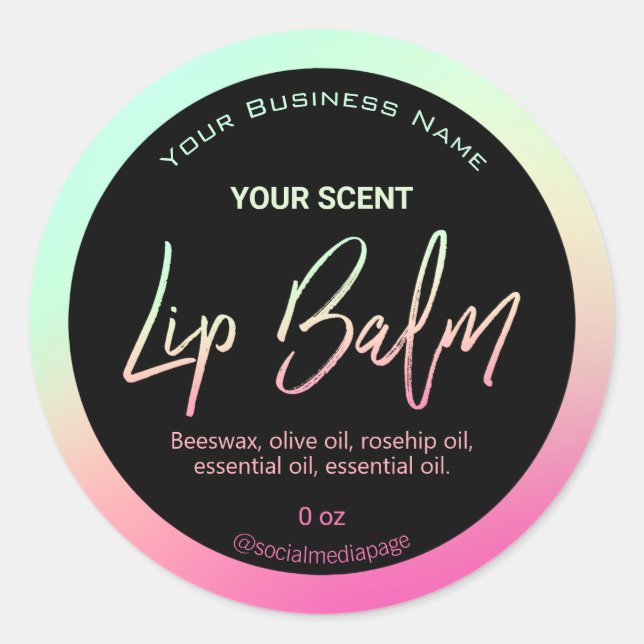 Retro Neon Lip Balm Labels (Front)