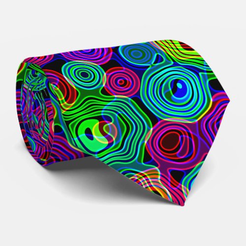 Retro Neon Liquid Dizzy Disco Lines  Neck Tie