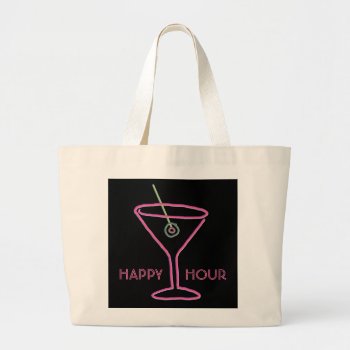Retro Neon Martini Happy Hour Tote Bag by sfcount at Zazzle