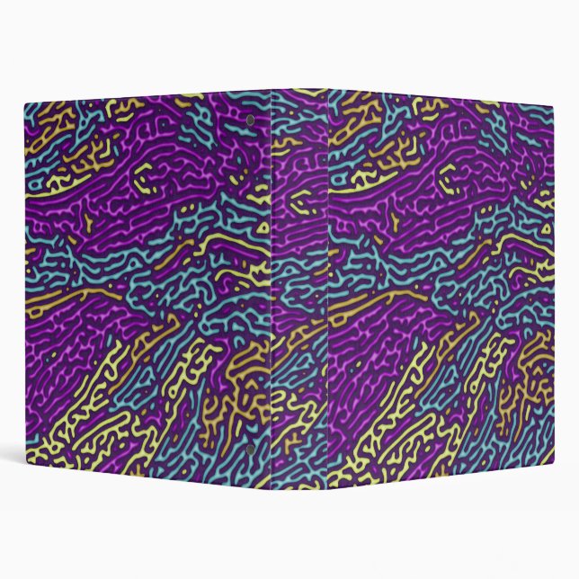 Retro Neon Maze Pattern – Arcade Aesthetic 3 Ring Binder (Background)