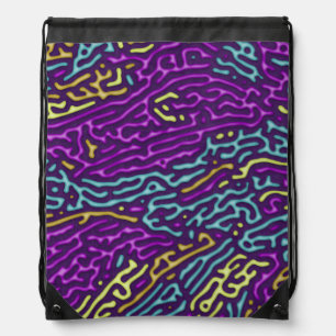 Retro Neon Maze Pattern – Arcade Aesthetic Drawstring Bag