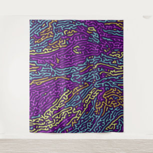 Retro Neon Maze Pattern – Arcade Aesthetic Tapestry